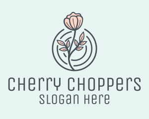 Pink Flower Badge logo design