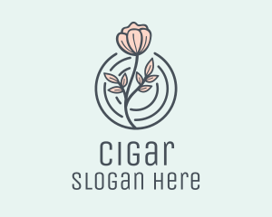 Pink Flower Badge logo design