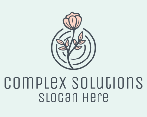 Pink Flower Badge logo design