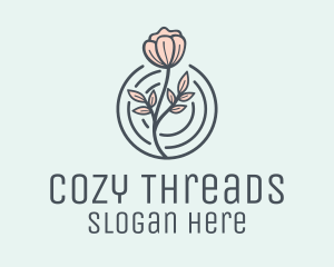 Pink Flower Badge logo design