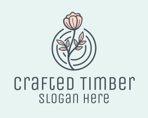 Pink Flower Badge logo design