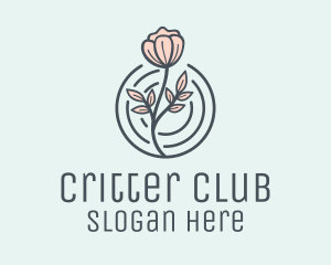 Pink Flower Badge logo design