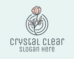 Pink Flower Badge logo design