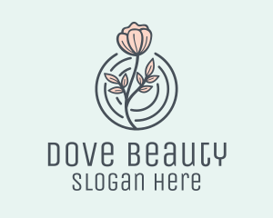 Pink Flower Badge logo design