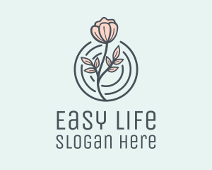 Pink Flower Badge logo design