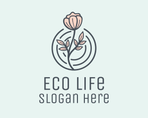 Pink Flower Badge logo design