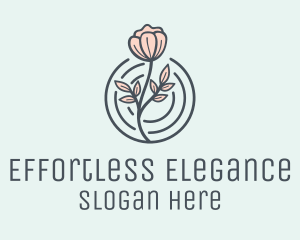 Pink Flower Badge logo design