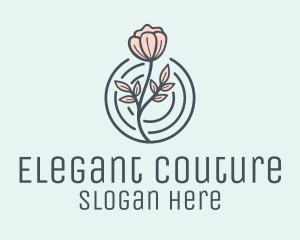 Pink Flower Badge logo design