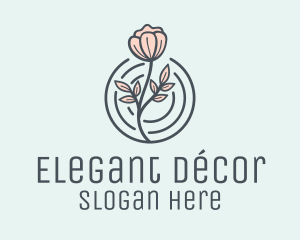 Pink Flower Badge logo design