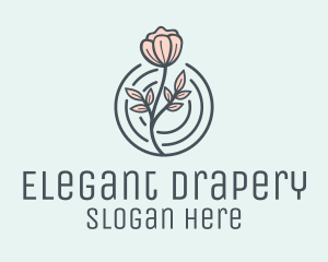 Pink Flower Badge logo design