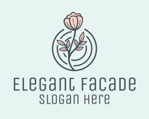 Pink Flower Badge logo design