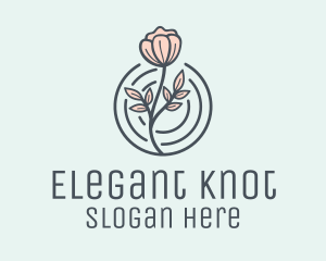 Pink Flower Badge logo design