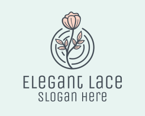 Pink Flower Badge logo design