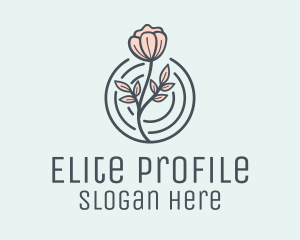 Pink Flower Badge logo design