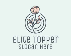 Pink Flower Badge logo design