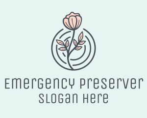 Pink Flower Badge logo design