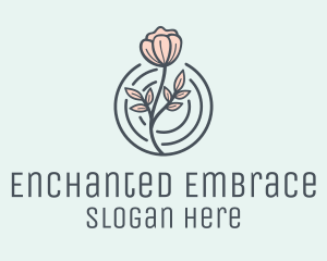 Pink Flower Badge logo design