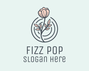 Pink Flower Badge logo design