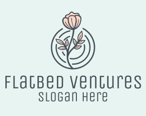 Pink Flower Badge logo design