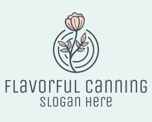 Pink Flower Badge logo design