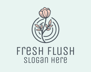 Pink Flower Badge logo design