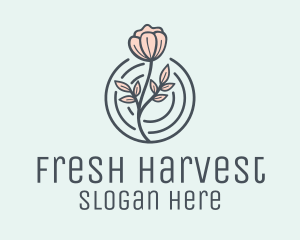 Pink Flower Badge logo design