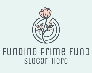 Pink Flower Badge logo design