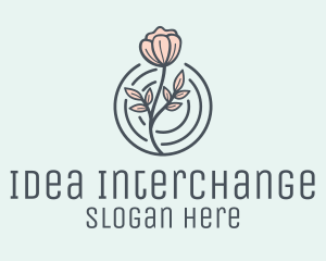 Pink Flower Badge logo design