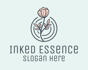 Pink Flower Badge logo design