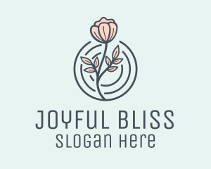 Pink Flower Badge logo design