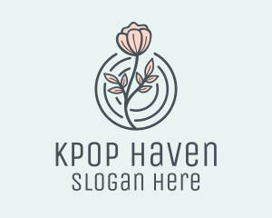 Pink Flower Badge logo design