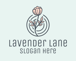 Pink Flower Badge logo design