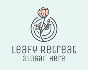 Pink Flower Badge logo design