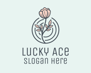 Pink Flower Badge logo design