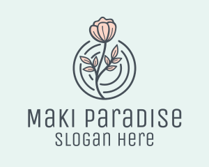 Pink Flower Badge logo design