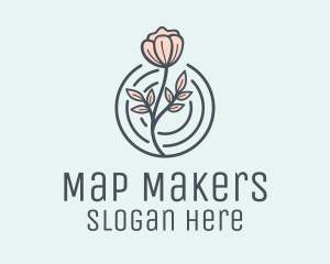 Pink Flower Badge logo design