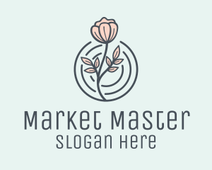 Pink Flower Badge logo design