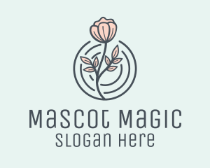 Pink Flower Badge logo design