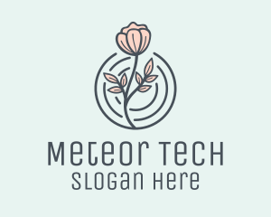 Pink Flower Badge logo design