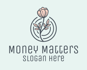 Pink Flower Badge logo design