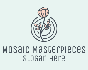 Pink Flower Badge logo design