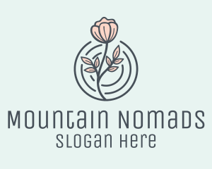 Pink Flower Badge logo design