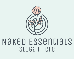 Pink Flower Badge logo design