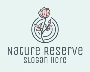 Pink Flower Badge logo design