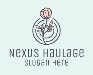 Pink Flower Badge logo design