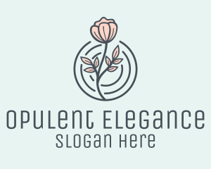 Pink Flower Badge logo design