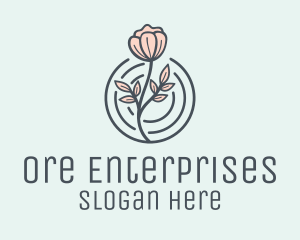 Pink Flower Badge logo design