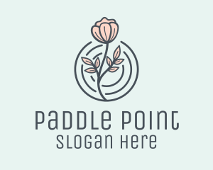 Pink Flower Badge logo design