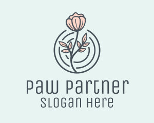 Pink Flower Badge logo design