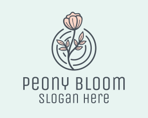 Pink Flower Badge logo design